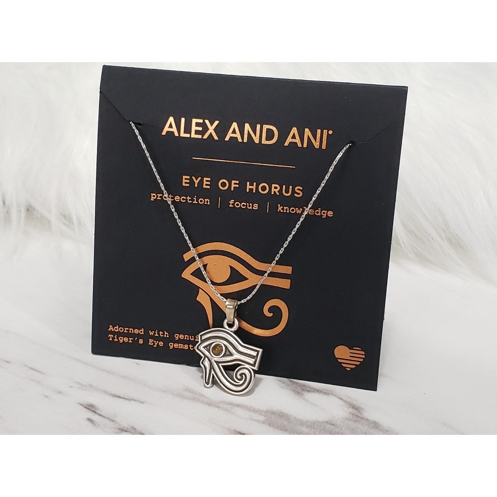 NEW ADORNED WITH TIGER EYE Alex and Ani Eye of Horus Adjustable Necklace